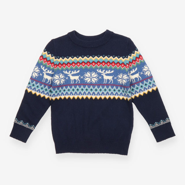 Knit Sweater Navy Festive with Reindeers