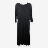 Black Jersey Midi Dress V Neck 3/4 Sleeve