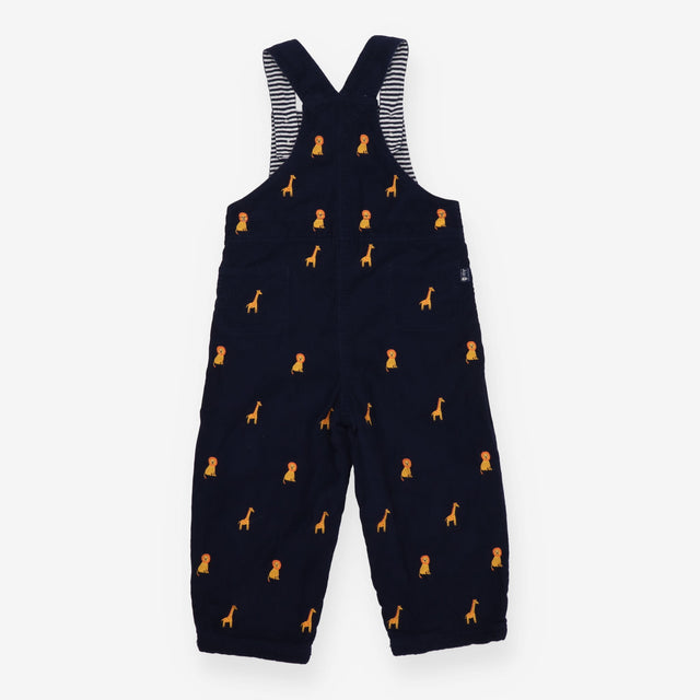 Navy Cord Lion and Giraffe Dungarees