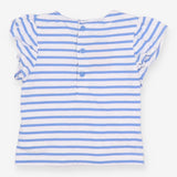 White and blue striped t-shirt with cherries