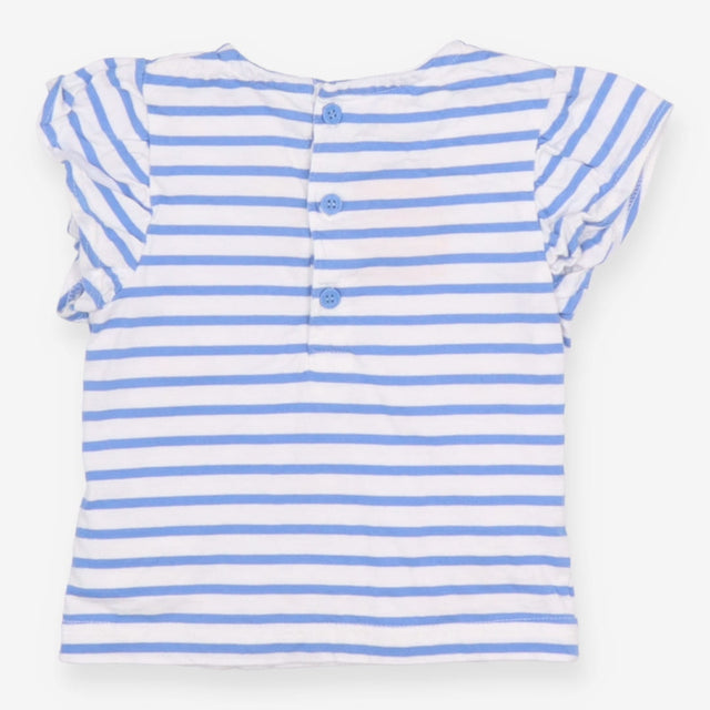 White and blue striped t-shirt with cherries