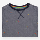 T-Shirt Short Sleeve Striped Rainbow Embroidery Na