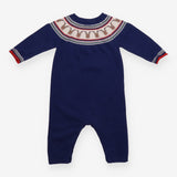 Romper knit reindeer fairisle blue