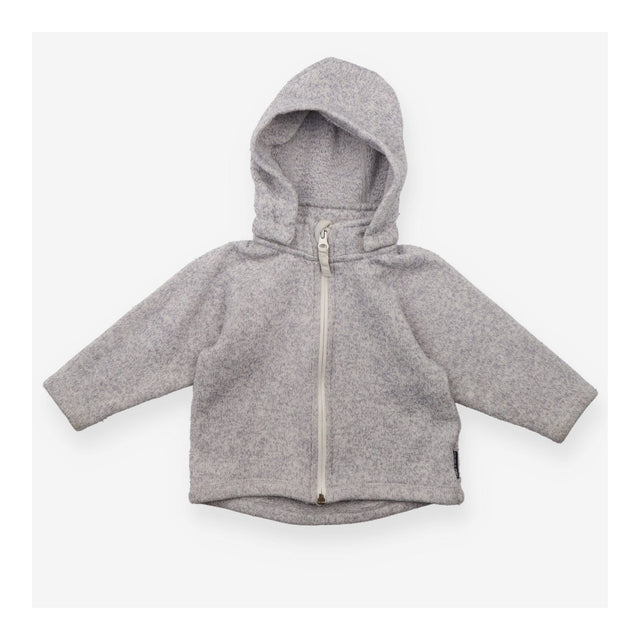 Grey Knit Hoodie with Detachable Hood