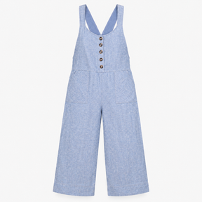 Dungarees Chambray Blue Pure Linen Cropped