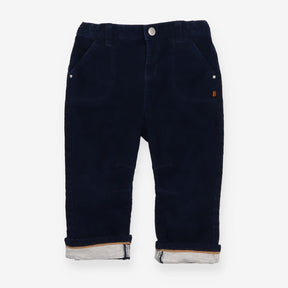 Navy cord trousers grey cuff