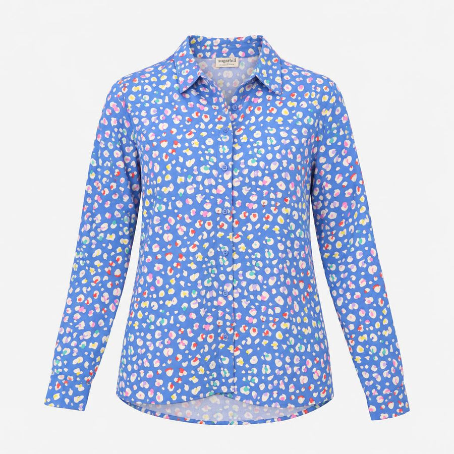 Shirt Animal Spot Print Long Sleeve Button Down Bl