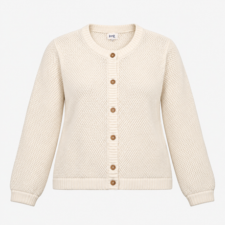 Cardigan Open Stitch White Button Down