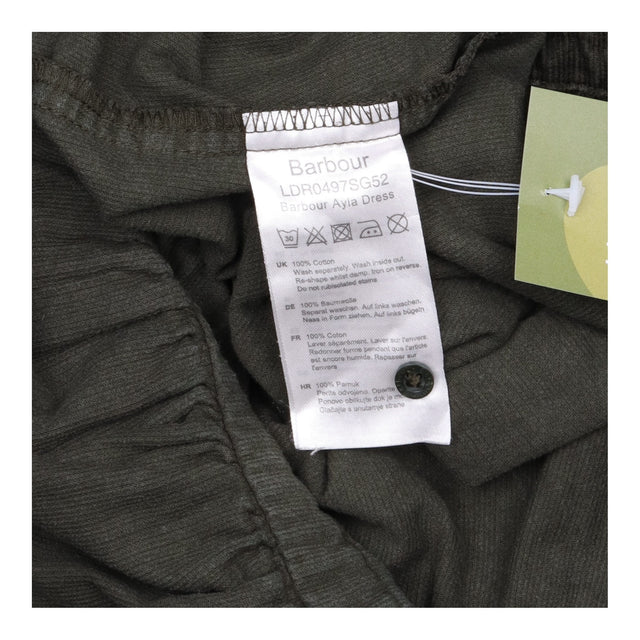 Dress Barbour Ayla Olive Green Corduroy Tiered Mid