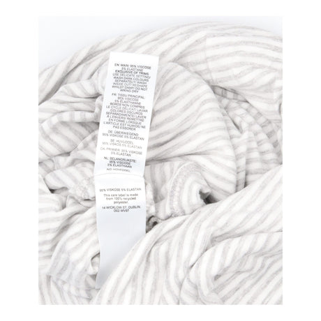 Top Grey White Stripe Viscose Elastane Boat Neck M