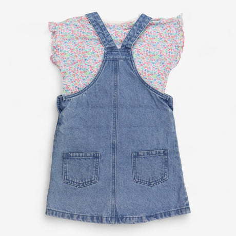 Dress Pinafore Denim Bunny and Floral T-shirt