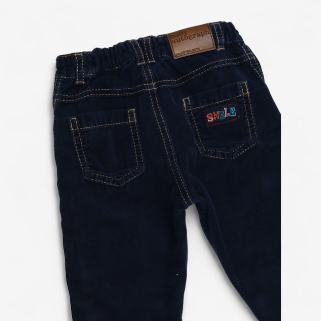 Trousers Navy Cords with Brown Stitching