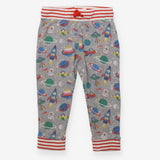 Joggers grey space ships planets red white stripe 