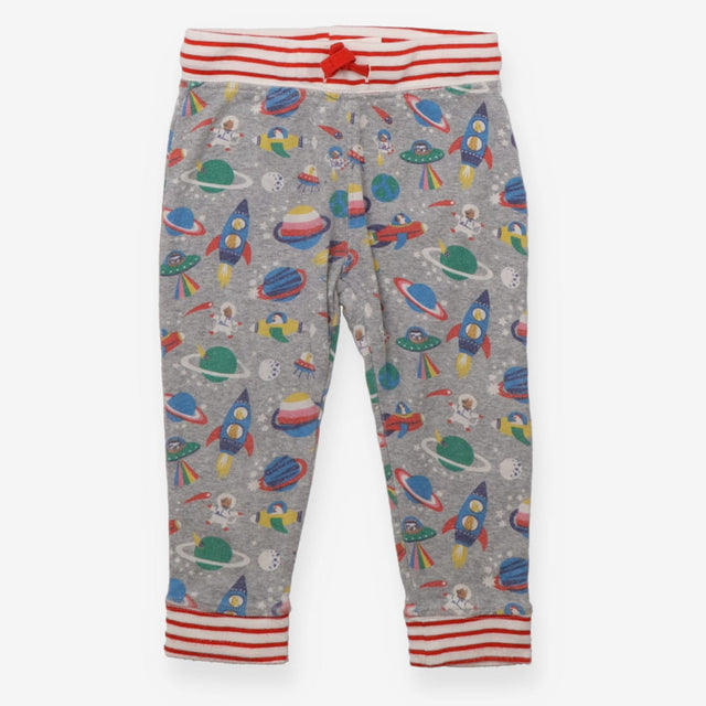 Joggers grey space ships planets red white stripe 