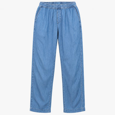 Light Blue Pure Cotton Elasticated Waist Chambray 