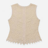 Ivory Floral Beaded Sleeveless Occasion Top