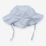 Sunhat with ties blue white stripes 