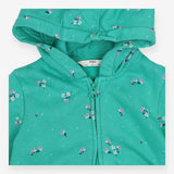 Hoodies green small flowers zip