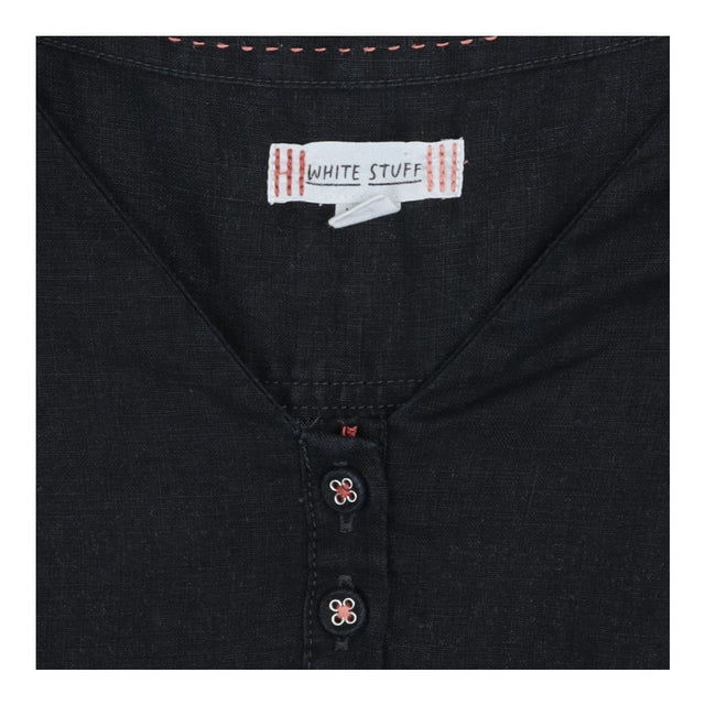 Button Dress Charcoal Grey Contrast Stitch Short S