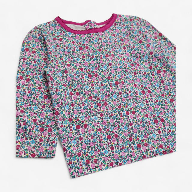 T-shirt Long Sleeve Ditsy with Plum Neckline