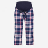 Trousers Navy Blue Tartan Check Maternity Over Bum