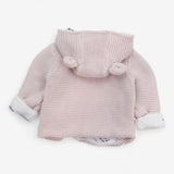 Light pink cardigan knit floral lining 