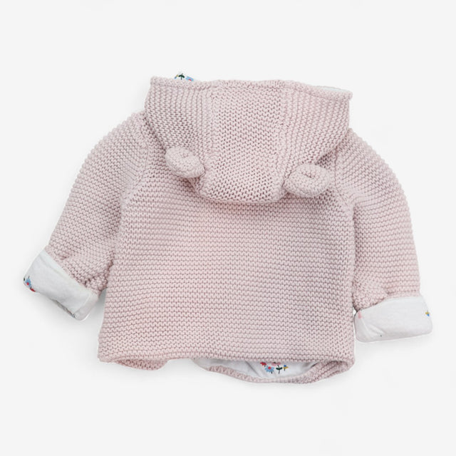 Light pink cardigan knit floral lining 