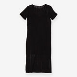 Black crochet knit midi dress with matching slip