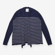 Cardigan Navy Cream Stripe Open Front Long Sleeve