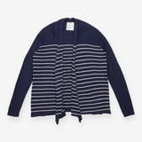 Cardigan Navy Cream Stripe Open Front Long Sleeve