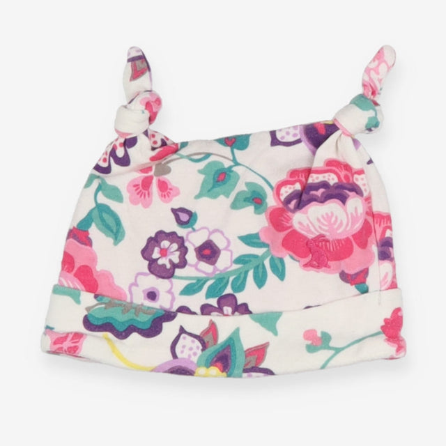 Hat jersey 2 knots pink flowery