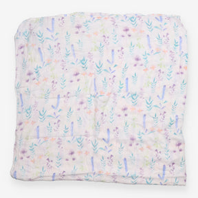 Muslin Extra large White with multi Coloured Flowe