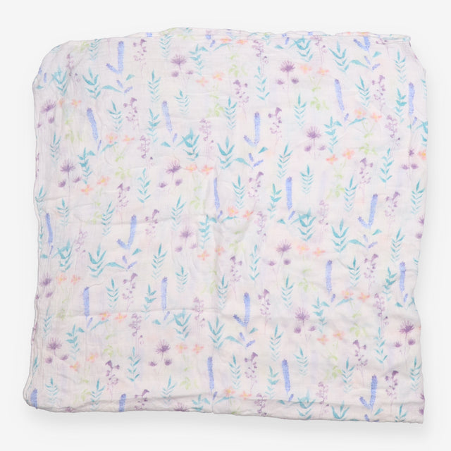 Muslin Extra large White with multi Coloured Flowe
