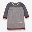 Dress Knit Navy and White Textured with Red Cuffs