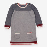 Dress Knit Navy and White Textured with Red Cuffs