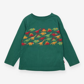 T-shirt long sleeves dinosaurs green