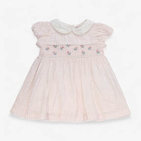 Dress Summer Pink Seersucker with Roses