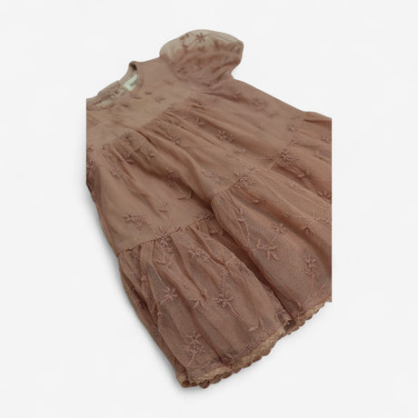 Dress Dusky Pink Layered Tulle with Embroidered Fl