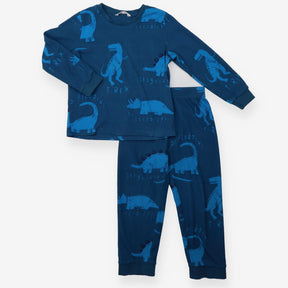 Pyjamas fleece blue bright blue dinos