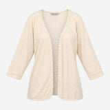 Cardigan Cream with  Open Front Crochet Trim