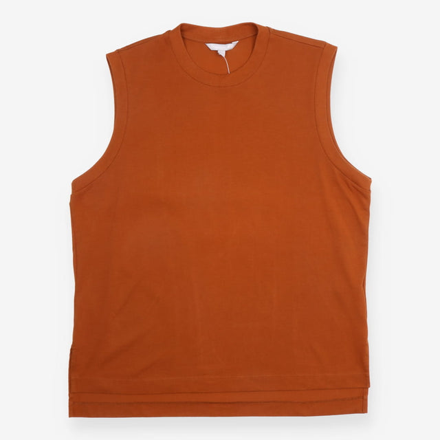 Vest Top Rust Brown Sleeveless Longline Crew Neck