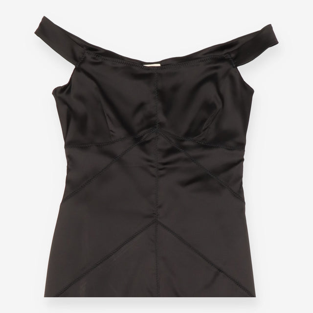 Whistles Black Satin Panelled Stitch Bodycon Midi 