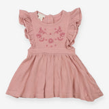 Pinafore dusty pink frill shoulder