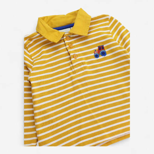 Rugby shirt yellow stripe with tractor