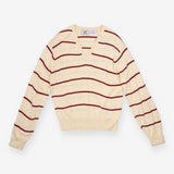 Vintage Izod Lacoste V-Neck Jumper Cream Striped