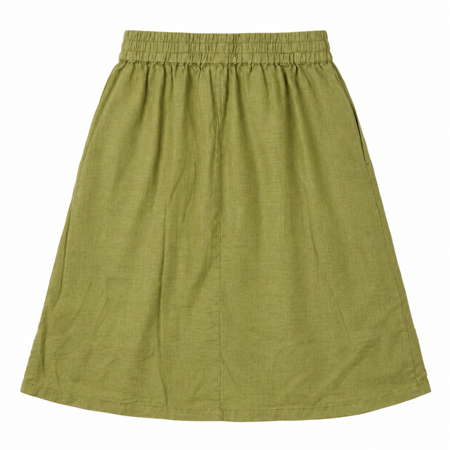 Skirt Olive Green Linen Pepper Moth Drawstring