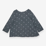 Jersey Top Grey Embroidered Spots Cotton Modal