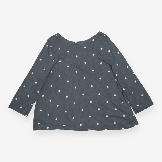 Jersey Top Grey Embroidered Spots Cotton Modal