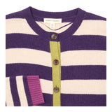 Cardigan Striped Button Front Purple Oatmeal