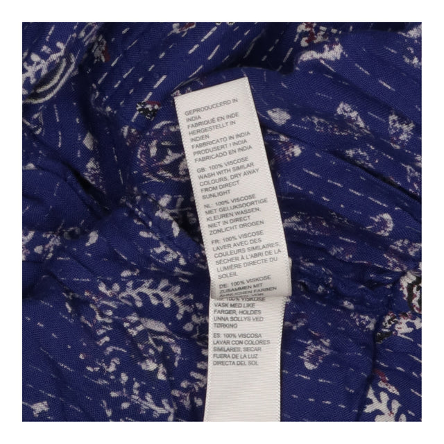Wide Leg Trousers Blue Boho Print Tie Waist
